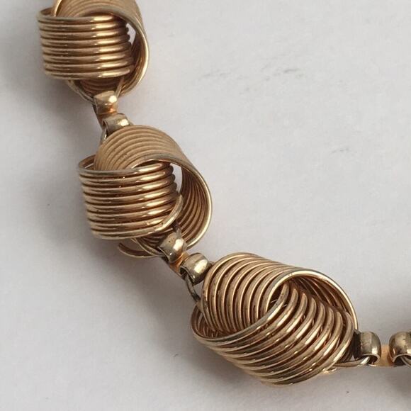 Vintage Chunky Gold Chain Necklace Love Knot Woven 60’s Retro Statement 16” Long - Picture 3 of 6